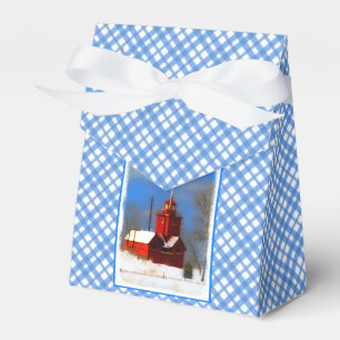 Big Red Lighthouse Malerei - Original Kunst Geschenkschachtel