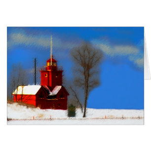 Big Red Lighthouse Malerei - Originelle Kunst