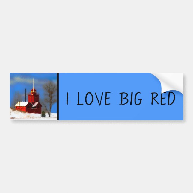 Big Red Lighthouse Malerei - Originelle Kunst Autoaufkleber (Vorne)