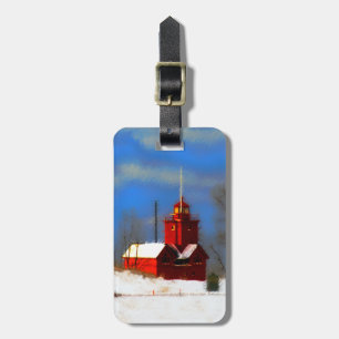 Big Red Lighthouse Malerei - Originelle Kunst Gepäckanhänger