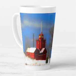 Big Red Lighthouse Malerei - Originelle Kunst Milchtasse