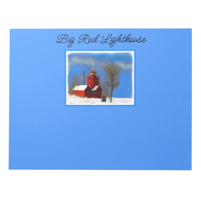 Big Red Lighthouse Malerei - Originelle Kunst Notizblock (Vorderseite)