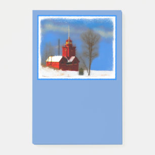 Big Red Lighthouse Malerei - Originelle Kunst Post-it Klebezettel