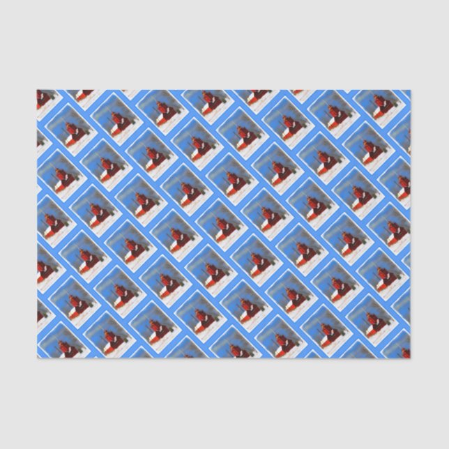 Big Red Lighthouse Malerei - Originelle Kunst Seidenpapier (Vorderseite)