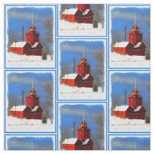 Big Red Lighthouse Malerei - Originelle Kunst Stoff