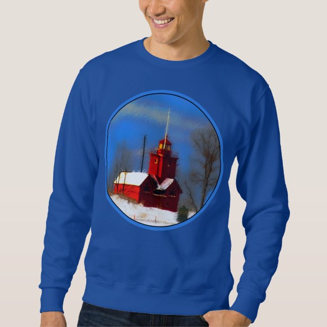 Big Red Lighthouse Malerei - Originelle Kunst Sweatshirt (Vorderseite)
