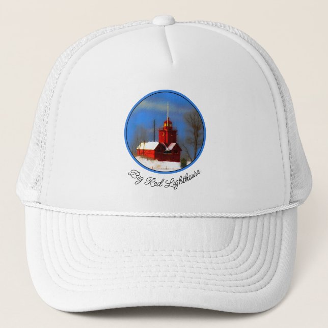 Big Red Lighthouse Malerei - Originelle Kunst Truckerkappe (Vorderseite)