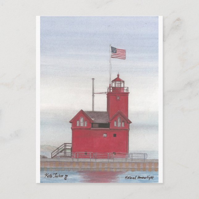 Big Red Lighthouse Postkarte (Vorderseite)