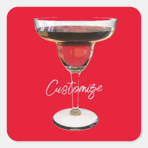 Big Red Margarita Cocktail Drink Thunder_Cove Quadratischer Aufkleber