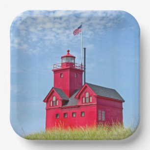 Big Red Michigan Lighthouse Pappteller