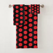Big Red Polka Dots auf schwarzem Handtuch