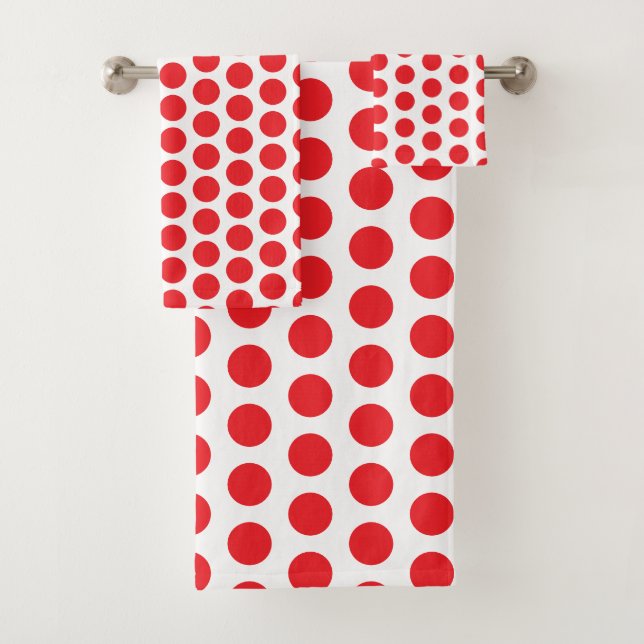 Big Red Polka Dots Handtuch Badhandtuch Set (Insitu)