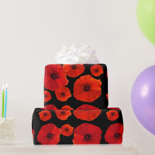 Big Red Poppies auf schwarz Geschenkpapier