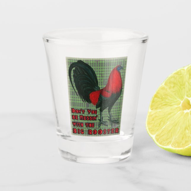 Big Red Rooster Schnapsglas (Vorderseite)