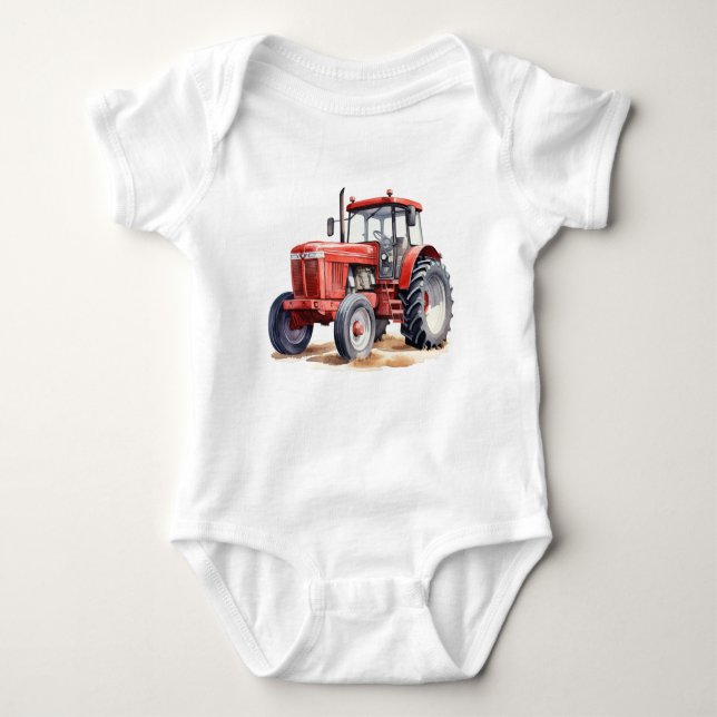 Big Red Traktor, Boy and Girl Baby Gift Baby Strampler (Vorderseite)