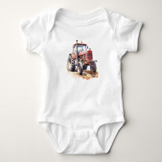 Big Red Traktor, Farm, Junge Baby Strampler (Vorderseite)