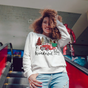 Big Red Truck und Weihnachtsbaum Sweatshirt