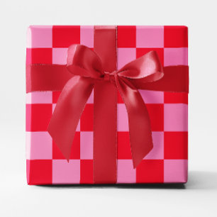 Big Red und Pink Checked Geschenkpapier