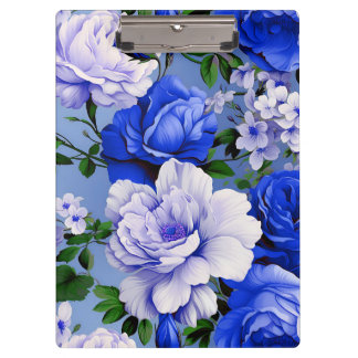 Big Retro Blue Rose Blume Klemmbrett