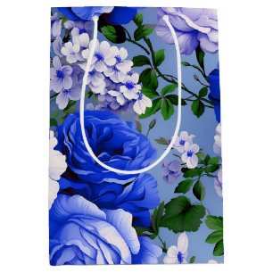 Big Retro Blue Rose Blume Mittlere Geschenktüte