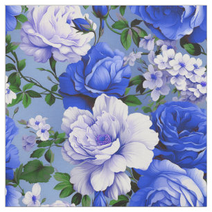 Big Retro Blue Rose Blume Stoff
