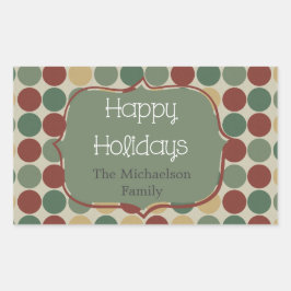 Big Retro Dots Weihnachtsaufkleber Rechteckiger Aufkleber