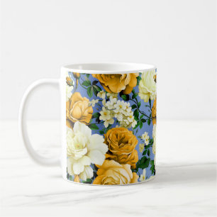 Big Retro Gelbe Rose Blume Kaffeetasse