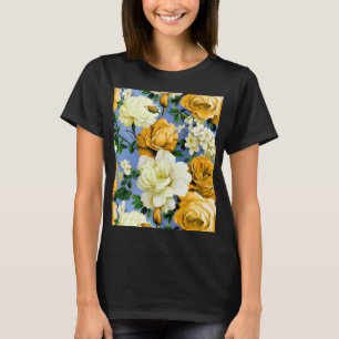 Big Retro Gelbe Rose Blume T-Shirt