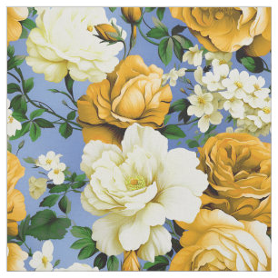 Big Retro Gelbe Rose Blume Textil Stoff