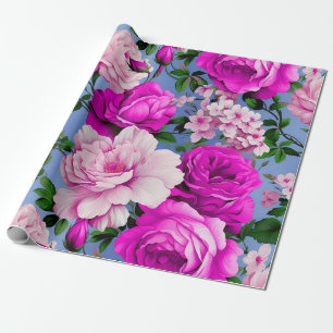 Big Retro Lila Rose Blume Geschenkpapier
