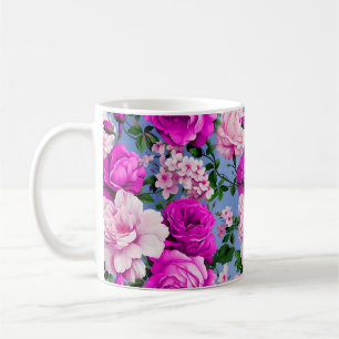 Big Retro Lila Rose Blume Kaffeetasse
