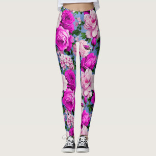 Big Retro Lila Rose Blume Leggings