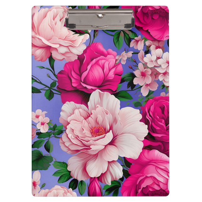 Big Retro Rosa Blume Klemmbrett (Vorderseite)