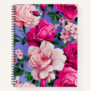 Big Retro Rosa Blume Notizbuch