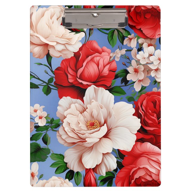 Big Retro Rote Rose Blume Klemmbrett (Vorderseite)