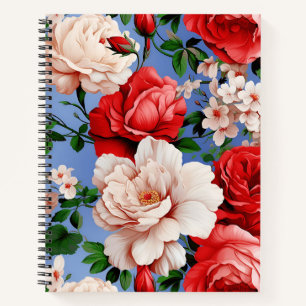 Big Retro Rote Rose Blume Notizbuch
