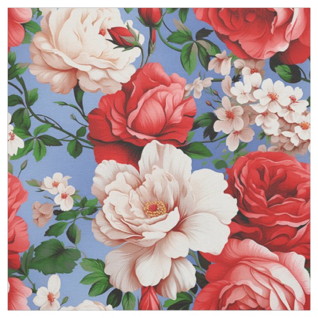 Big Retro Rote Rose Blume Stoff (Muster)