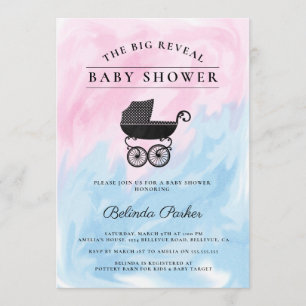 Big Reveal Pink + Blue Baby Dusche Einladung