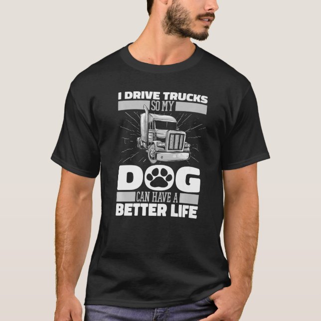 Big Rig Dog Trucker Trucker Fahrer T-Shirt (Vorderseite)