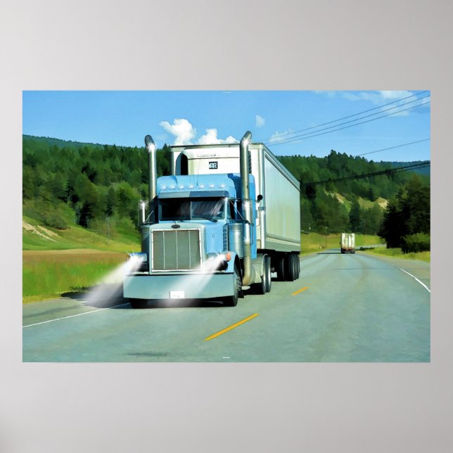 Big Rig Freezer Truck Truck Driver Art Poster (Vorne)