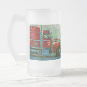 Big Rig Red Cargo Truck für Kinder und Lkw Mattglas Bierglas