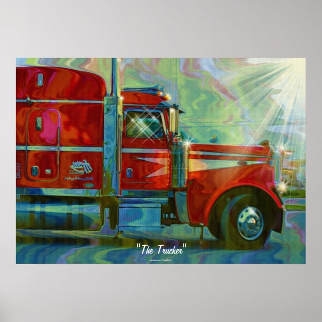 Big Rig Red FreightlinerLkw Fahrerart-Poster Poster (Vorne)