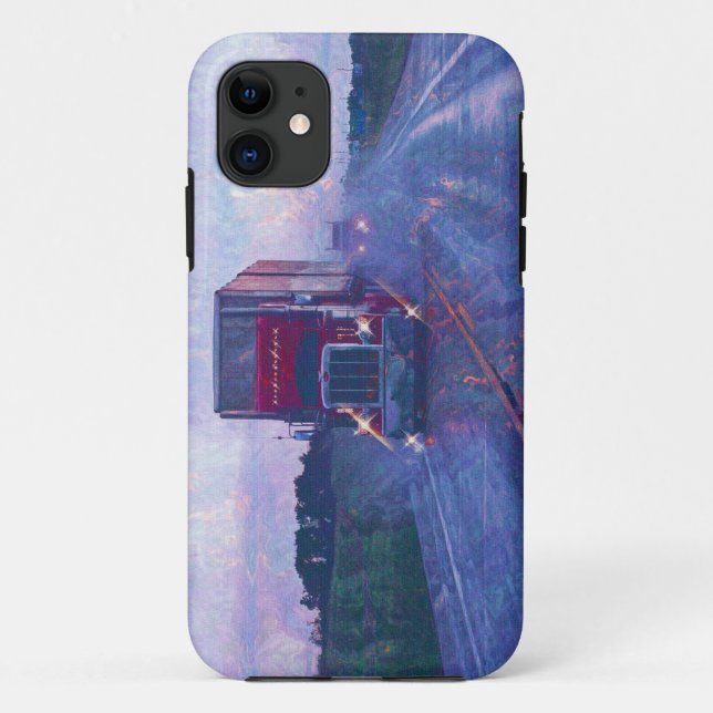 Big Rig Red Truck in einem Regenwetterfall Case-Mate iPhone Hülle (Rückseite)