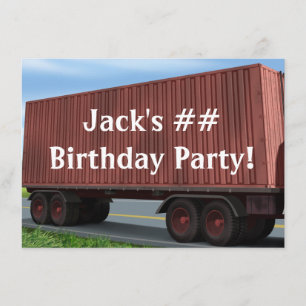 Big Rig Semi Truck Geburtstagsparty Einladungen