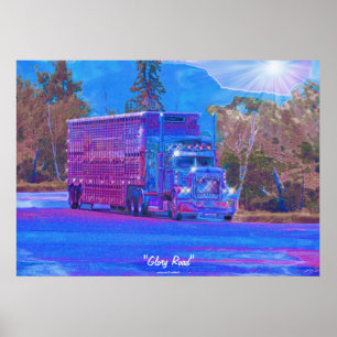 Big Rig Truck Highway Autofahrer Art Poster