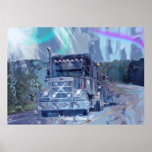 Big Rig Truck Highway Autofahrer Art Poster