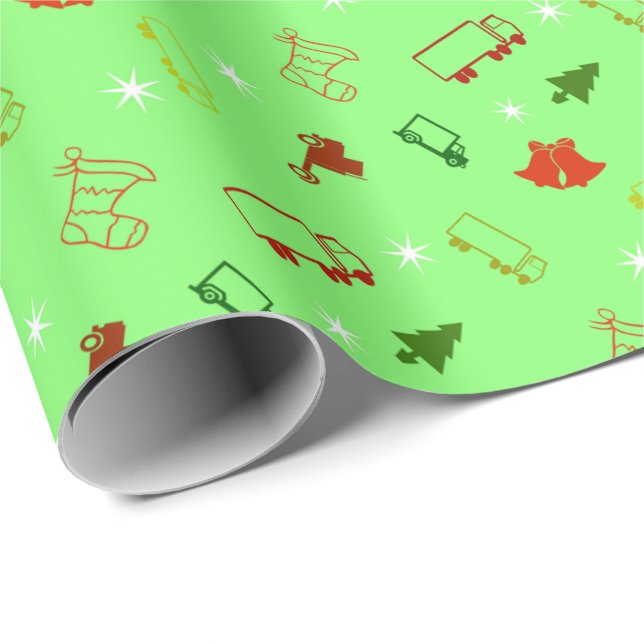 Big Rig Truck Weihnachtswrapping Paper Geschenkpapier (Rolleneckpunkt)