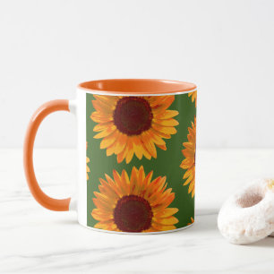Big Rustic Orange Sonnenblumenmuster Blumenmuster Tasse