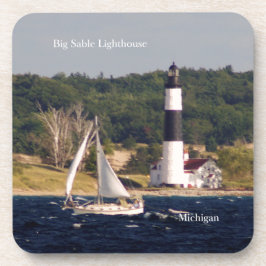 Big Sable Lighthouse & Boat 6 Plastik-Untersetzer Getränkeuntersetzer