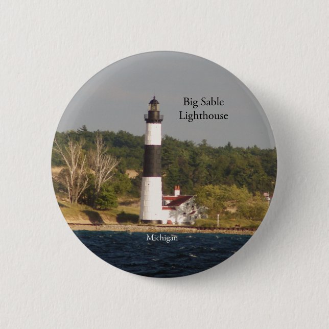 Big Sable Lighthouse vom Wasserknopf Button (Vorderseite)